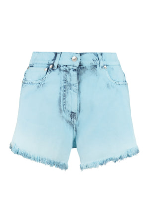 Shorts in denim a vita alta-0